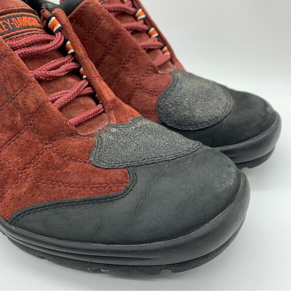 Harley-Davidson Lace Up Motorcycle Riding Sneakers Burnt Red Suede Women's Sz 7 - Picture 3 of 12
